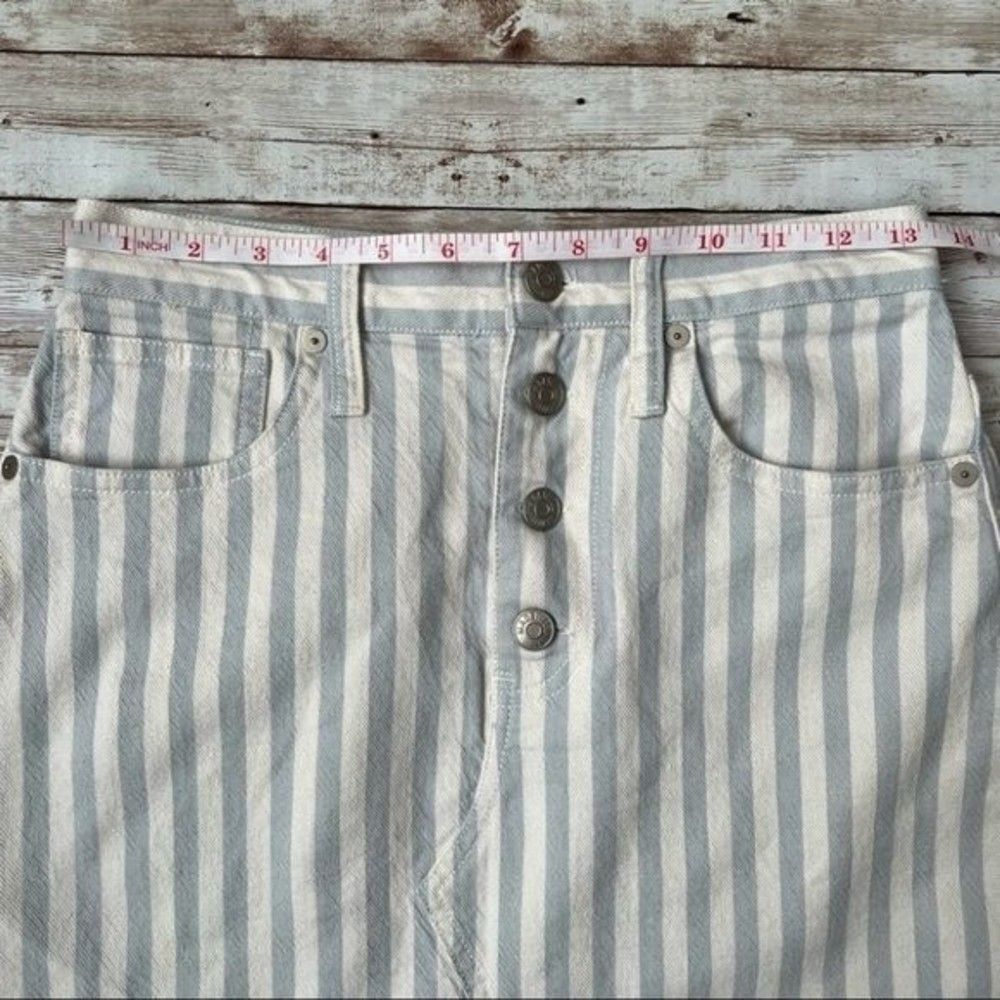 Madewell Striped Pompano A Line Button Front Mini Skirt Size 25 - Picture 7 of 9